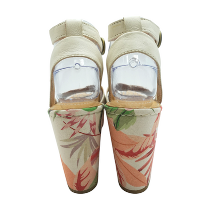 Beige Wedged Sandals