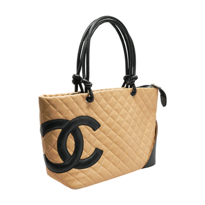 Large Calf Leather Quilted Cambon Tote