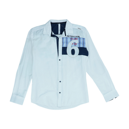 White Solid Long Sleeve Button Down
