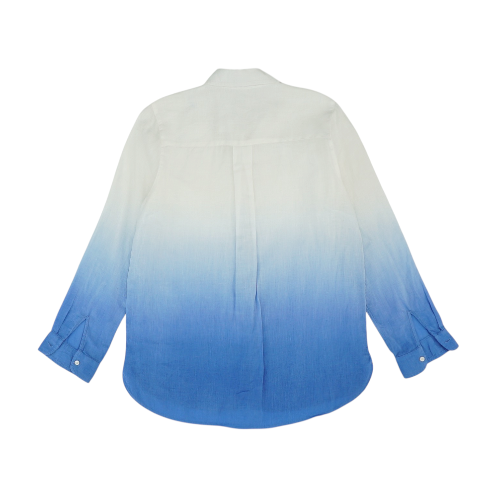 White Color Block Button Down