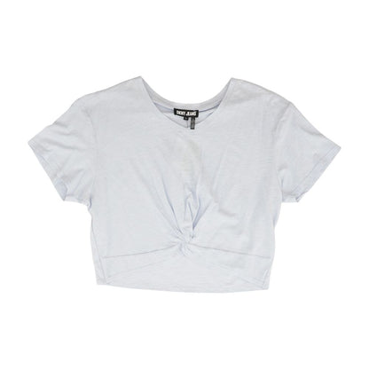 Blue Solid V Neck T-Shirt