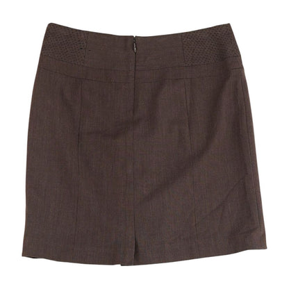 Brown Solid Midi Skirt