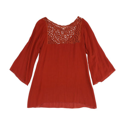 Rust Solid 3/4 Sleeve Blouse