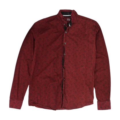 Red Floral Long Sleeve Button Down