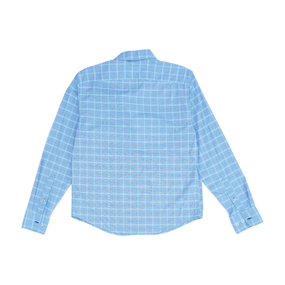 Blue Plaid Long Sleeve Button Down