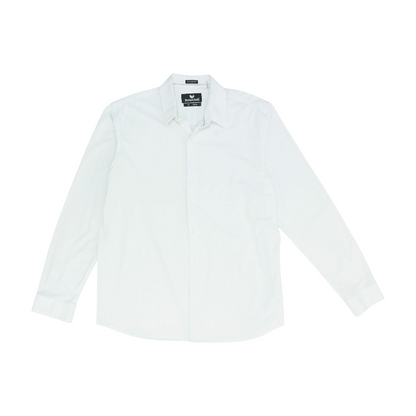 White Tall Solid Long Sleeve Button Down