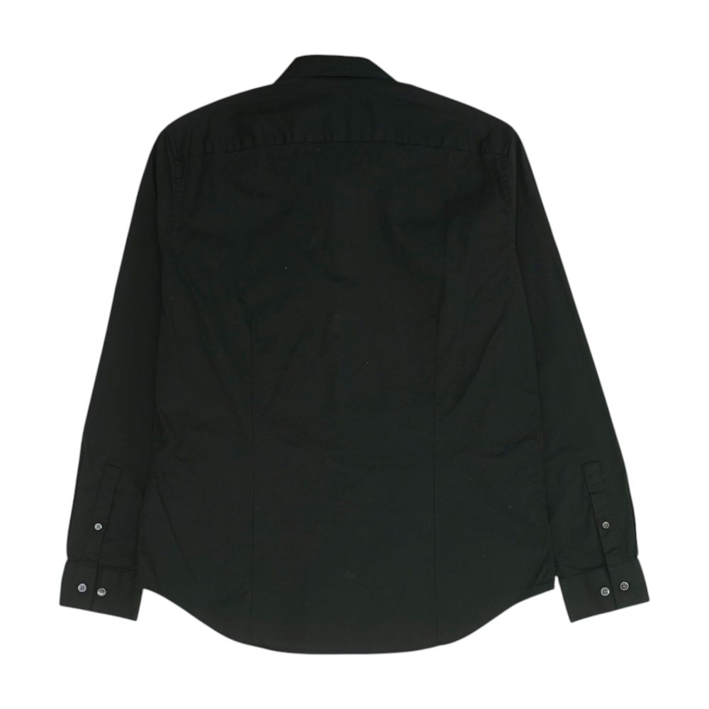 Black Solid Long Sleeve Button Down