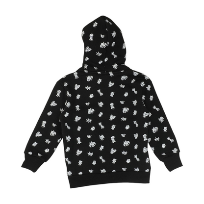 Black Print Hoodie Pullover