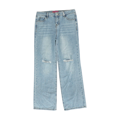Blue Solid Wide Leg Jeans