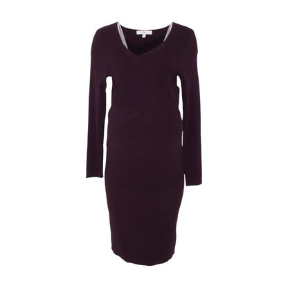 Burgundy Maternity Midi Dress