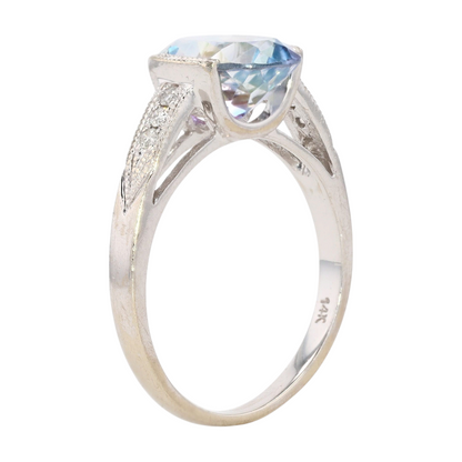 14K White Gold Mystic Stone Fashion Ring