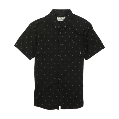Black Abstract Short Sleeve Button Down