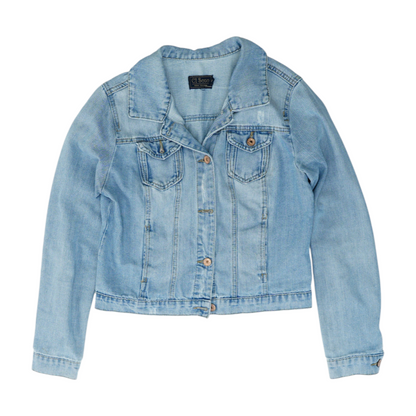 Blue Solid Denim Jacket