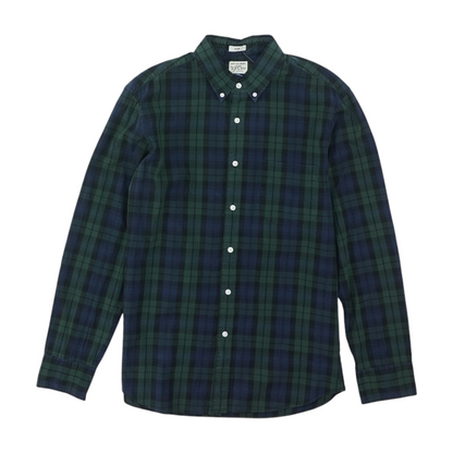 Green Plaid Long Sleeve Button Down