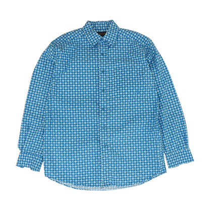 Blue Abstract Long Sleeve Button Down