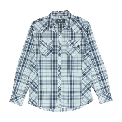 Gray Plaid Long Sleeve Button Down