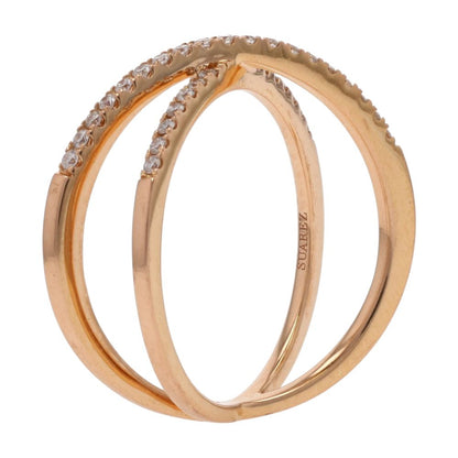 1/5 Ct 18K Rose Gold Diamond Crossover Stackable Ring