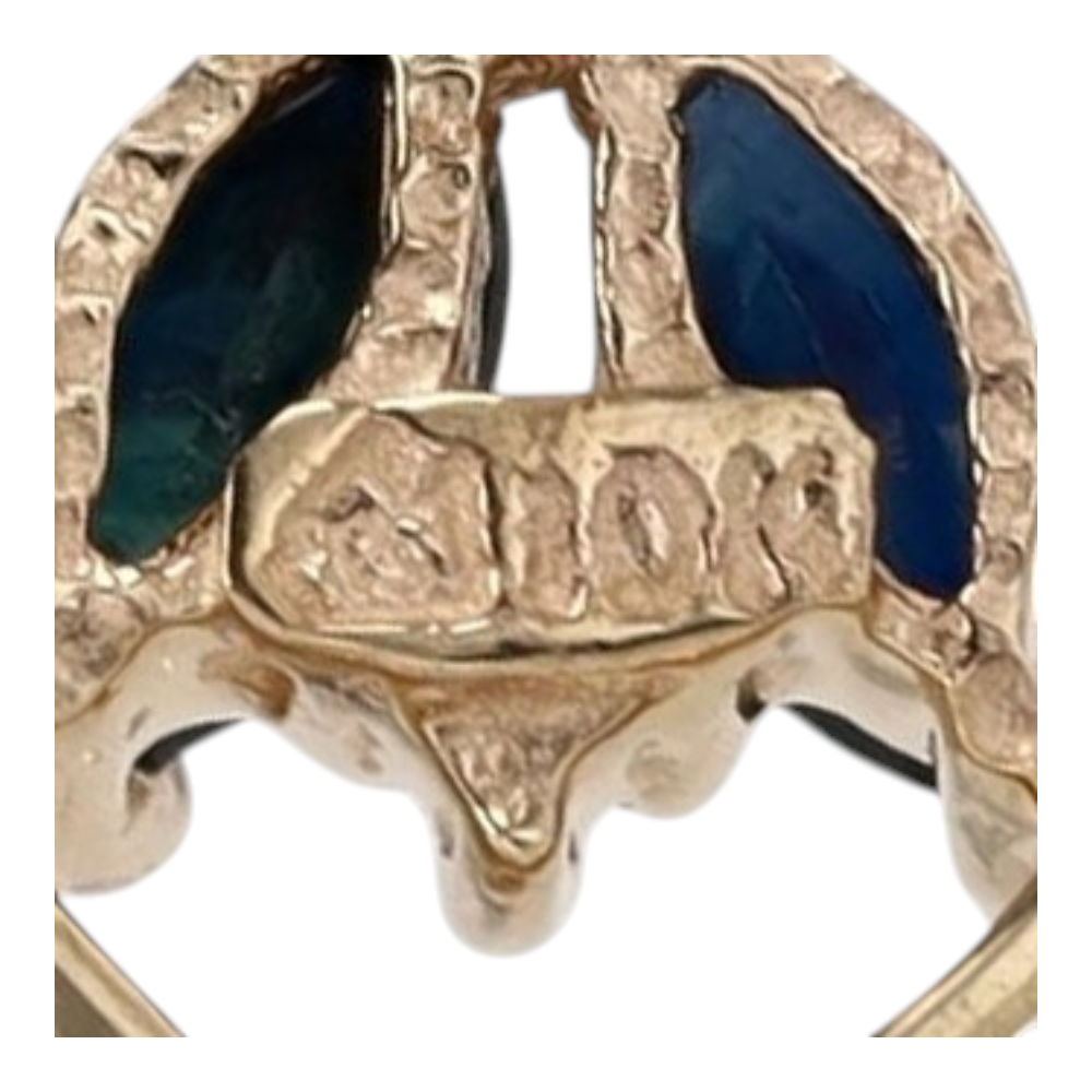 10K Yellow Gold Blue Stone Stud Earrings