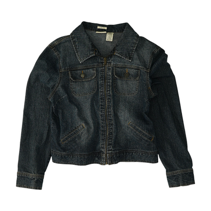 Blue Solid Denim Jacket