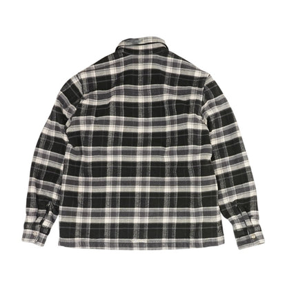 Black Plaid Work Dog Quilted Shirt Jacket