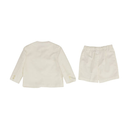 Vintage White Solid Blazer and Short Set