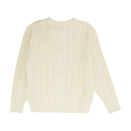 Cream Solid Pullover Sweater