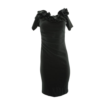 Black Solid Midi Dress