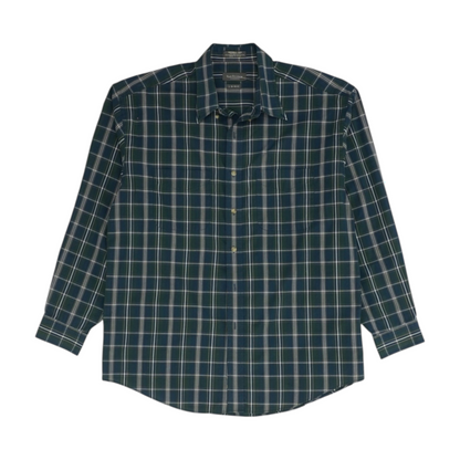 Navy Plaid Long Sleeve Button Down
