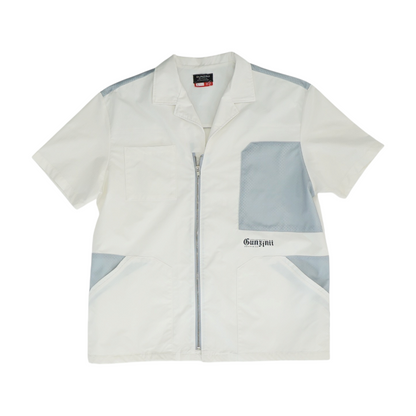 White Solid Short Sleeve Button Down