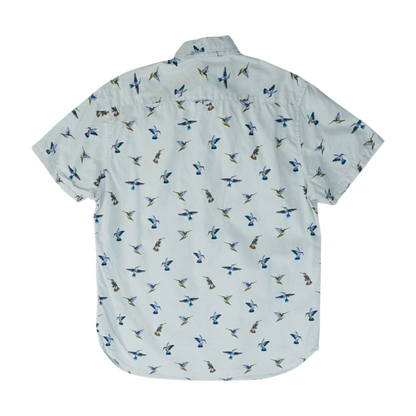 Blue Graphic Short Sleeve Button Down