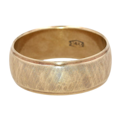 14K Gold Half Round Wide Brushed Finish Band