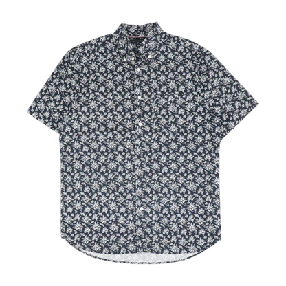 Navy Floral Short Sleeve Button Down