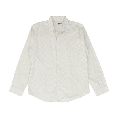 White Polka Dot Long Sleeve Button Down