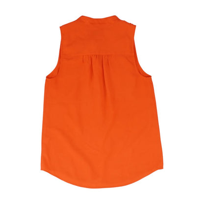 Orange Solid Sleeveless Blouse