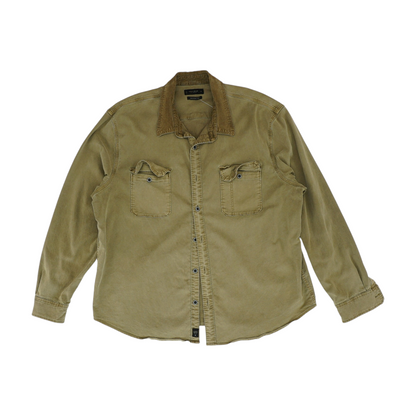 Green Solid Long Sleeve Button Down
