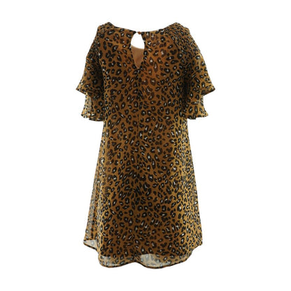 Brown Animal Print Midi Dress