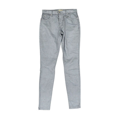 Silver Solid Five Pocket Pants