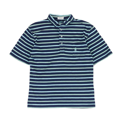 Navy Striped Short Sleeve Polo