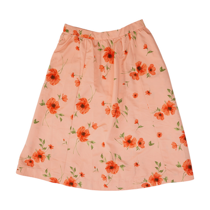 Pink Floral Midi Skirt