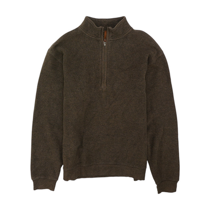 Brown Solid 1/4 Zip Sweater