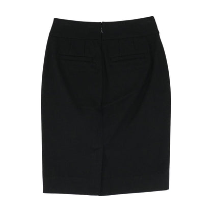 Black Solid Midi Skirt