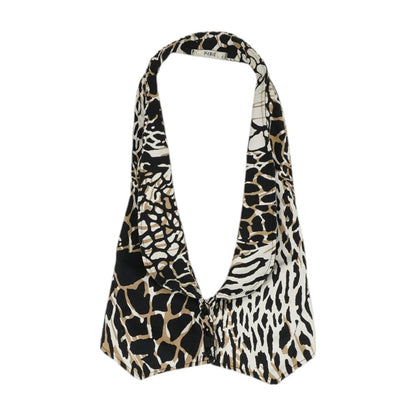 White Animal Print Cropped Knit Top