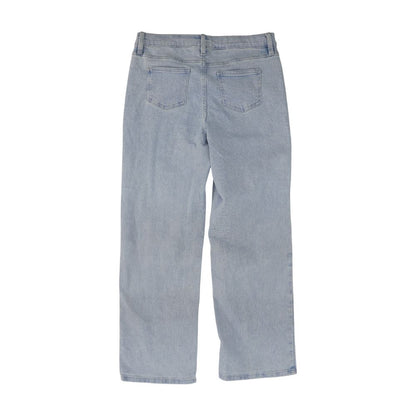Blue Plus Solid Mid Rise Wide Leg Jeans