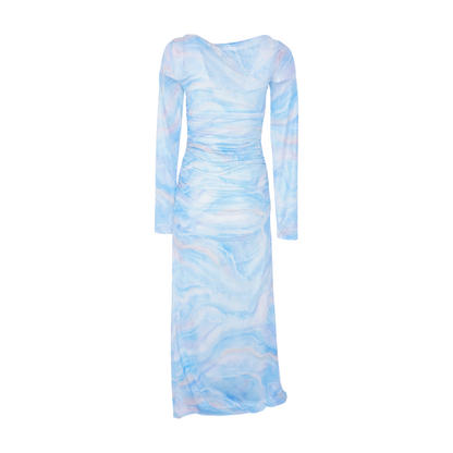 Blue Abstract Maxi Dress