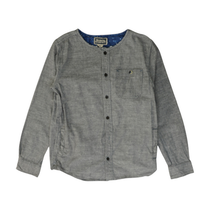 Gray Solid Long Sleeve Button Down