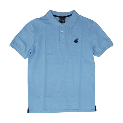Blue Solid Short Sleeve Polo