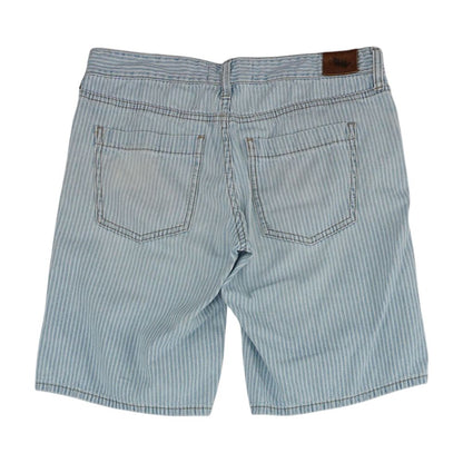 Blue Striped Denim Shorts