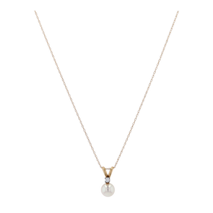 14K Yellow Gold Cultured Pearl Pendant Necklace