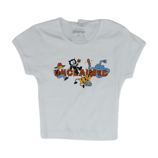 White Cropped Unclaimed Baggage T-Shirt – Image 1