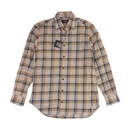 Brown Plaid Long Sleeve Button Down